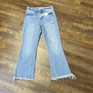 Flying Monkey High Rise Raw Hem Kick Flare Womens 27 Bleached Distressed